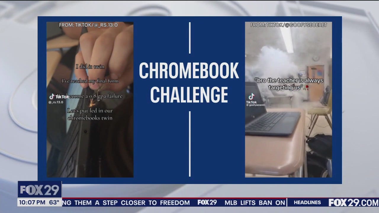 Students destroy laptops in new TikTok trend Chromebook Challenge